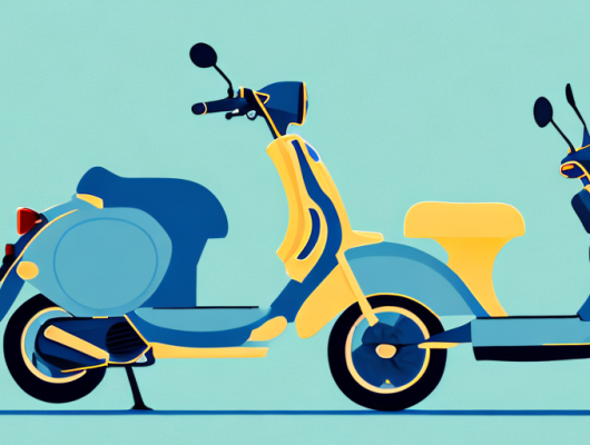 A moped with a visible insurance license plate