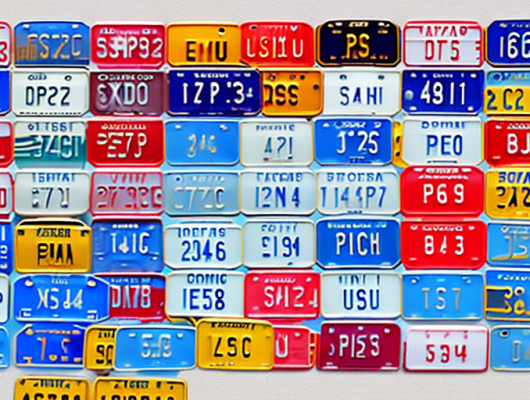 Various car license plates from different countries