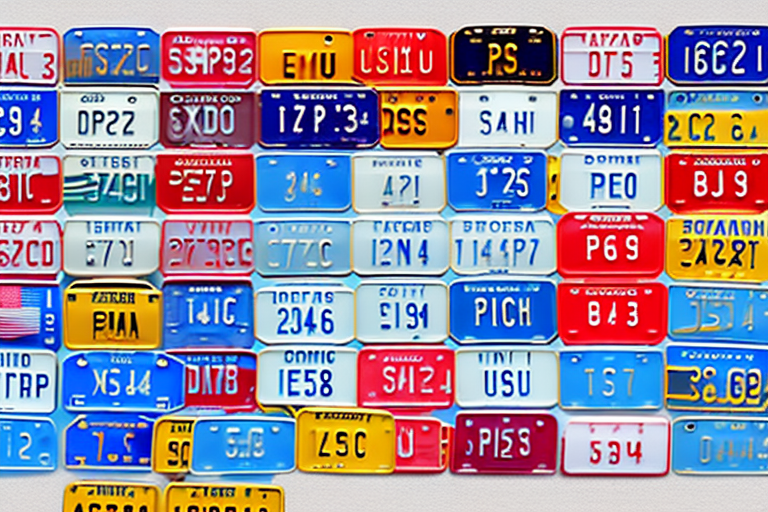 Various car license plates from different countries