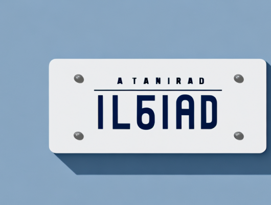 A standard size license plate with a minimalist design