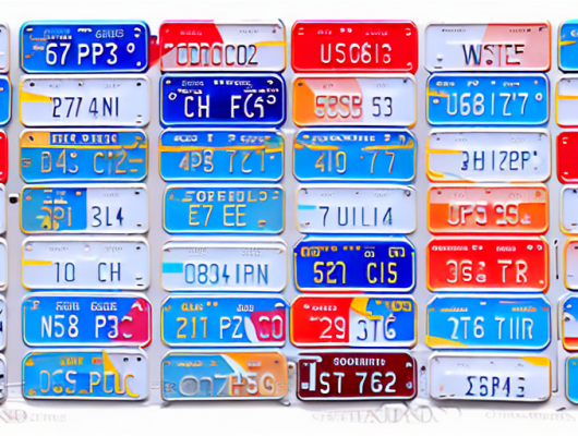 A variety of car license plates in different sizes and shapes