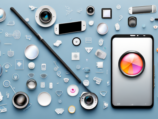 A smartphone with various icons of photography apps