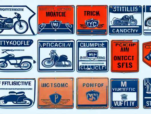 Various types of motorcycle signs