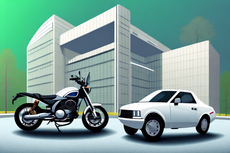 A motorcycle with a blank license plate on a picturesque road