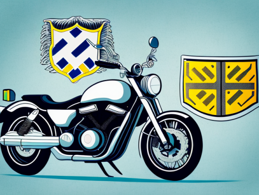 A motorcycle with a prominently displayed license plate