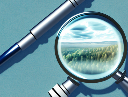 A magnifying glass hovering over a high-resolution image of a landscape