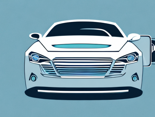 A car with a magnetic license plate attached to it