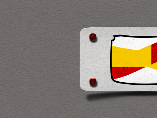 A red license plate with a german flag in the background