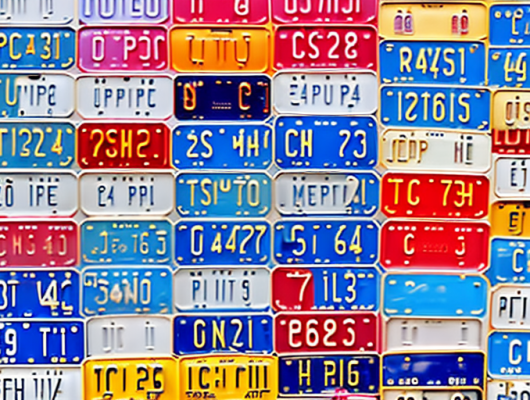 A variety of car license plates from different countries