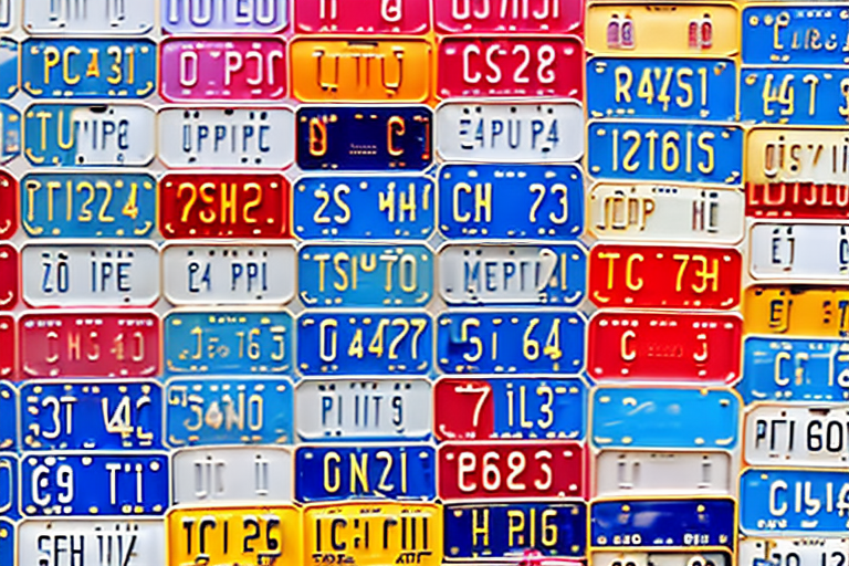 A variety of car license plates from different countries