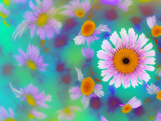 A camera focusing on a vibrant flower in the foreground