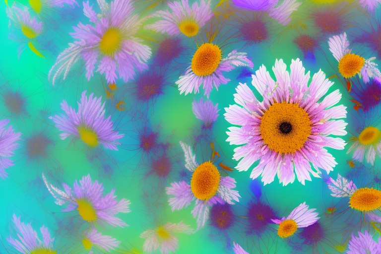 A camera focusing on a vibrant flower in the foreground