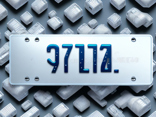 A 3d license plate with visible flaws or issues