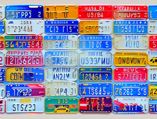 Several different types of car license plates from different regions