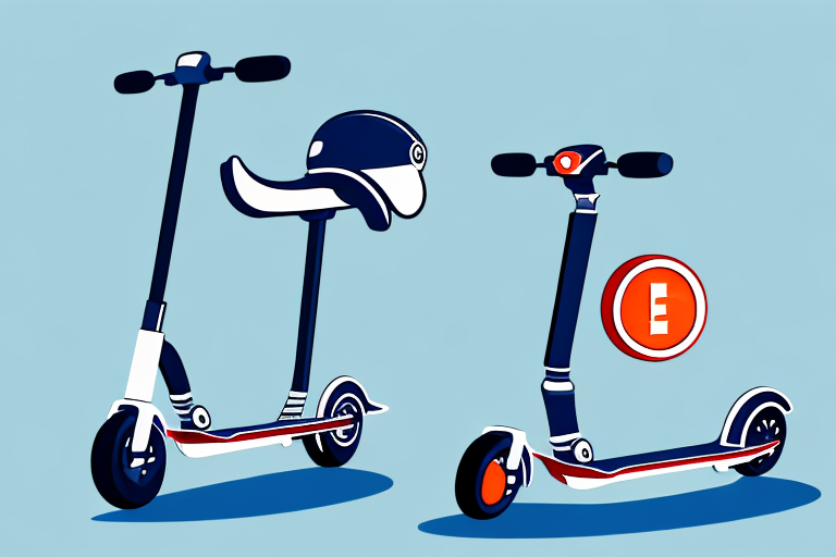 An e-scooter prominently displayed with insurance policy documents and a safety helmet