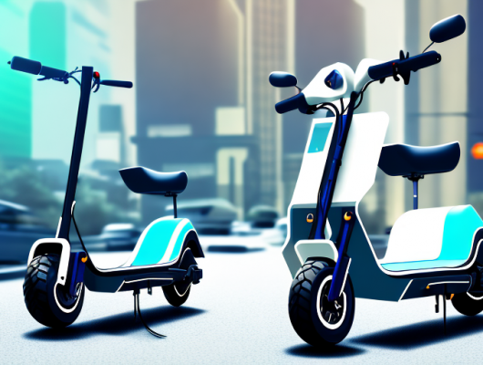 An electric scooter with an insurance tag attached to it