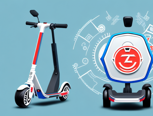 An e-scooter with a speedometer showing 20 km/h
