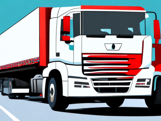 A large truck (lkw) with red license plates on a german road