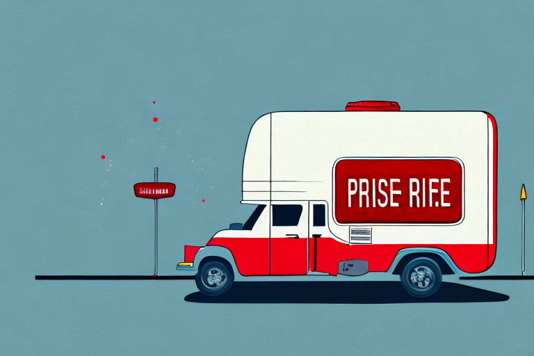 A trailer with a red license plate on a scenic road