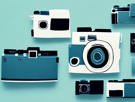 A camera focusing on a blurred landscape