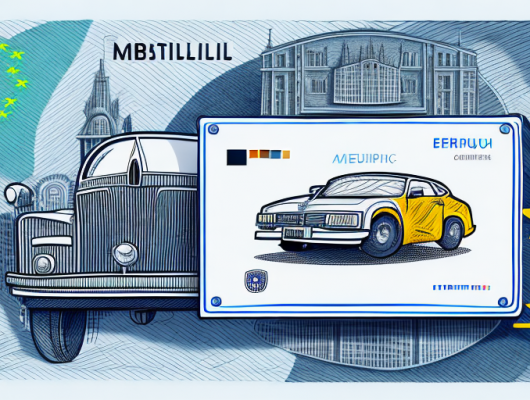 A car with german license plates in front of a city hall building