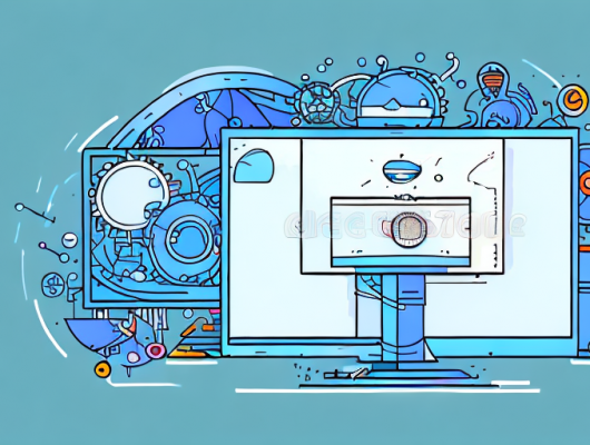 A computer screen displaying a clear image gradually becoming blurry