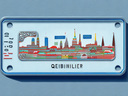 A german car license plate with the quedlinburg cityscape in the background