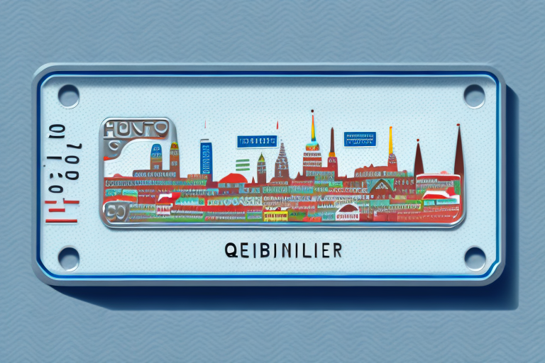 A german car license plate with the quedlinburg cityscape in the background