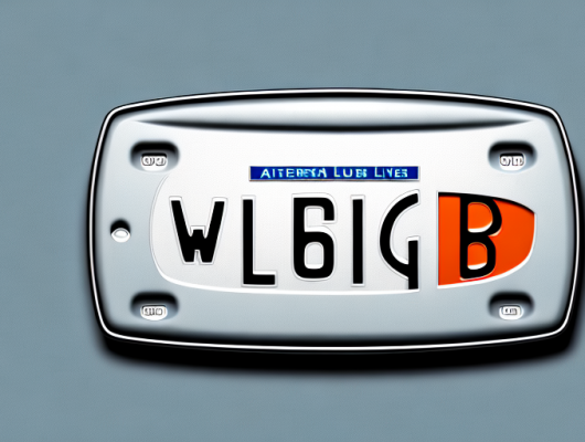 A german license plate with the initials 'wb' surrounded by various driving-related elements like a steering wheel