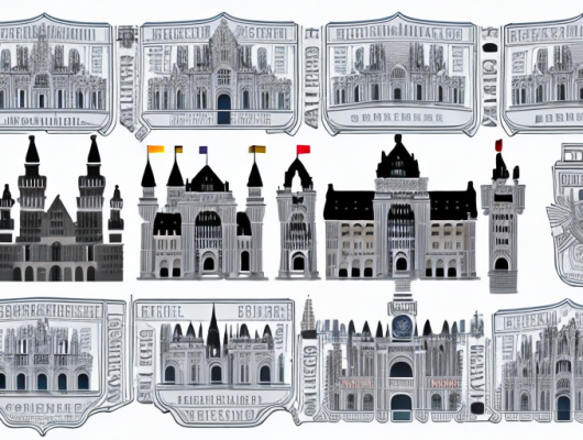 Various iconic german landmarks like the brandenburg gate