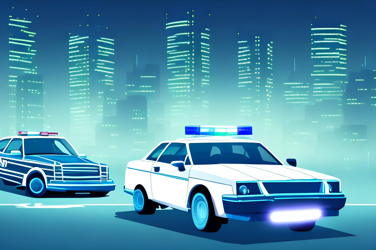 A car with underbody lighting parked on a city street at night
