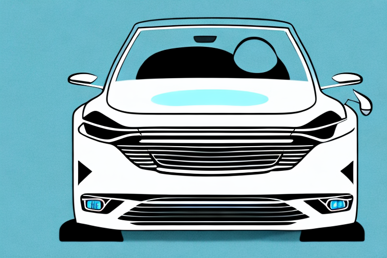 A car with stylish and practical stickers on the front windshield