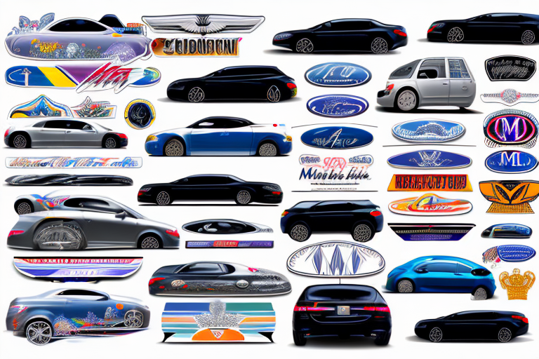 A variety of different car stickers placed on the back of a car