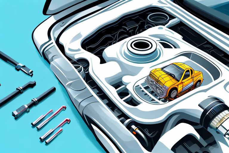 A car with an open hood