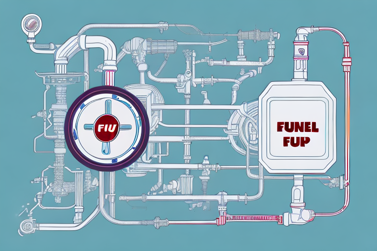 A fuel pump with different parts labeled