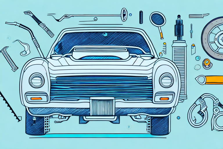 A car with an open hood and visible suspension system