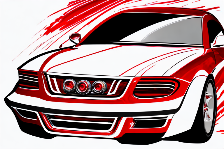 A shiny red and white car with a spray wax bottle next to it