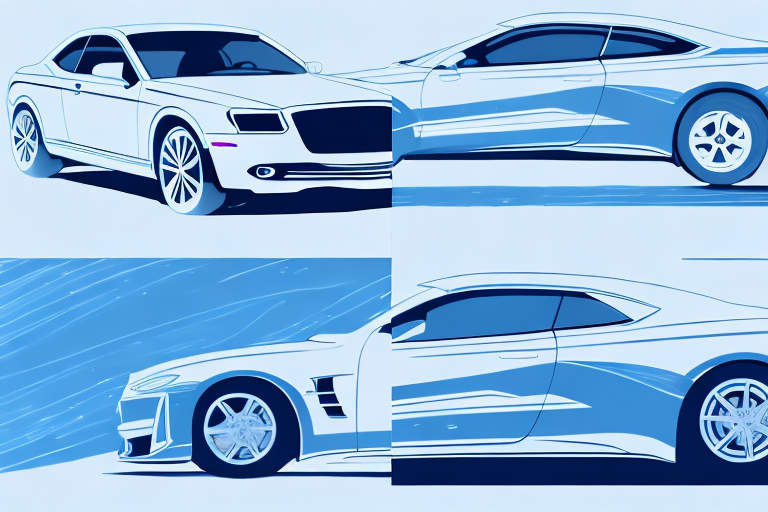 A glossy car on the left side and the same car with a matte ceramic coating on the right side