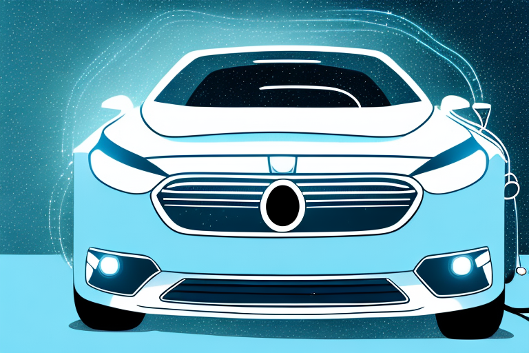 A car with prominently visible headlights