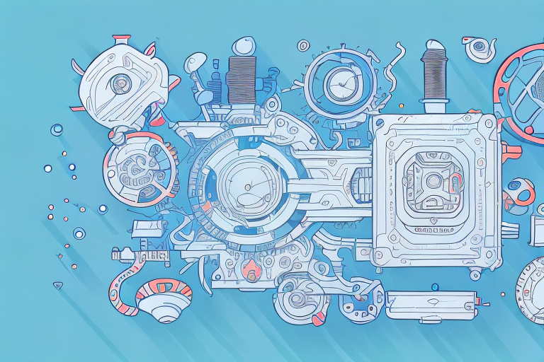 A stabilizer device with various parts labeled