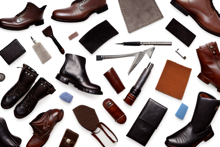 A variety of leather items such as a jacket