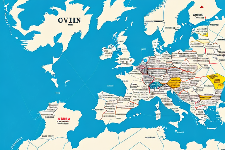 A european map with dotted lines indicating import routes
