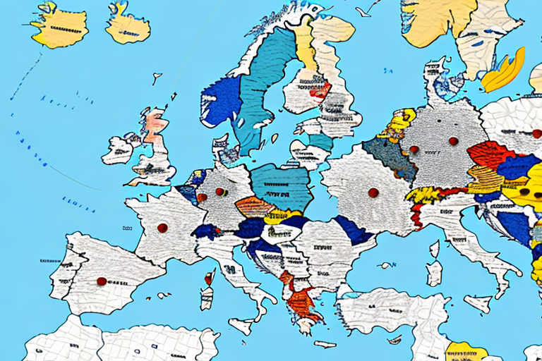 A european map with symbolic car icons moving from various eu countries towards germany