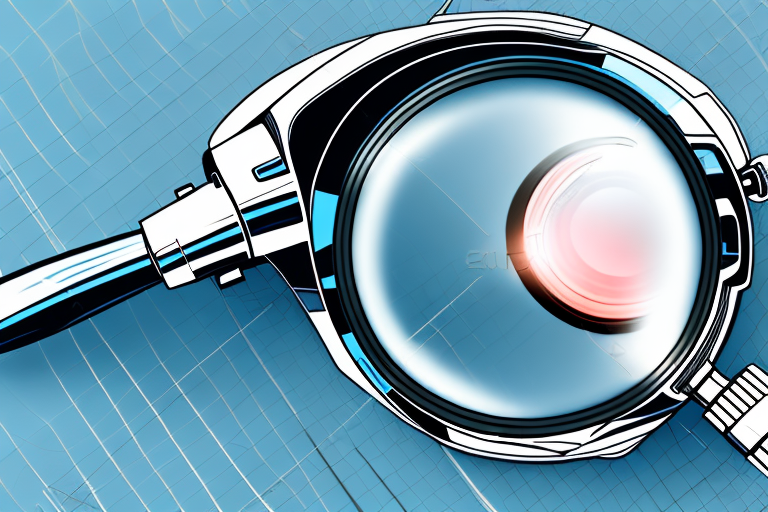 A used car with a magnifying glass hovering over it