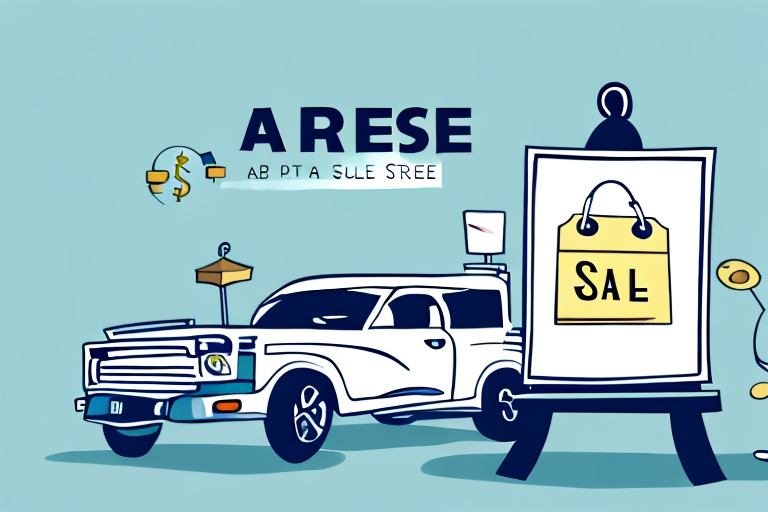 A car with price tags and a sold sign