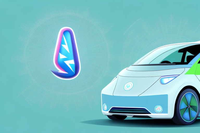 A pristine electric car with a yearly calendar in the background