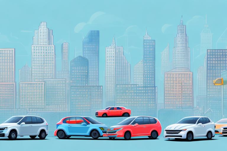 Several compact cars of different models and colors