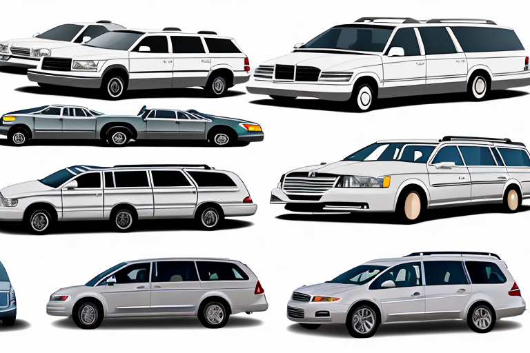 Several different types of large family cars