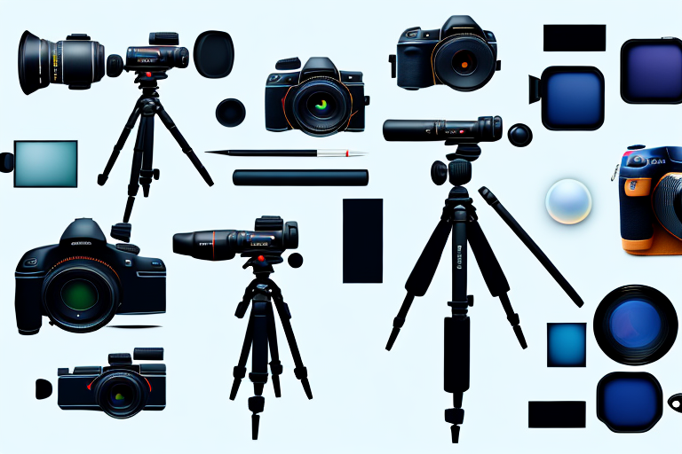 A professional camera on a tripod