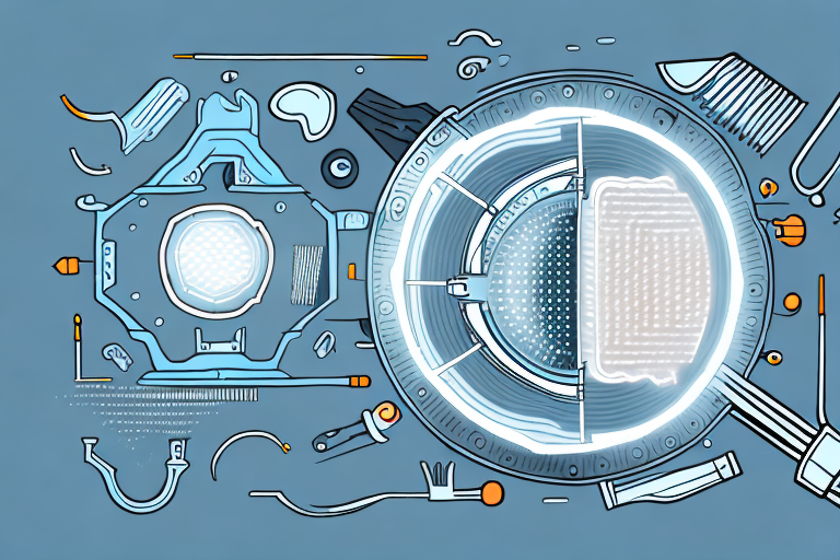 A car's foggy headlight with a few simple tools like a screwdriver and cloth nearby